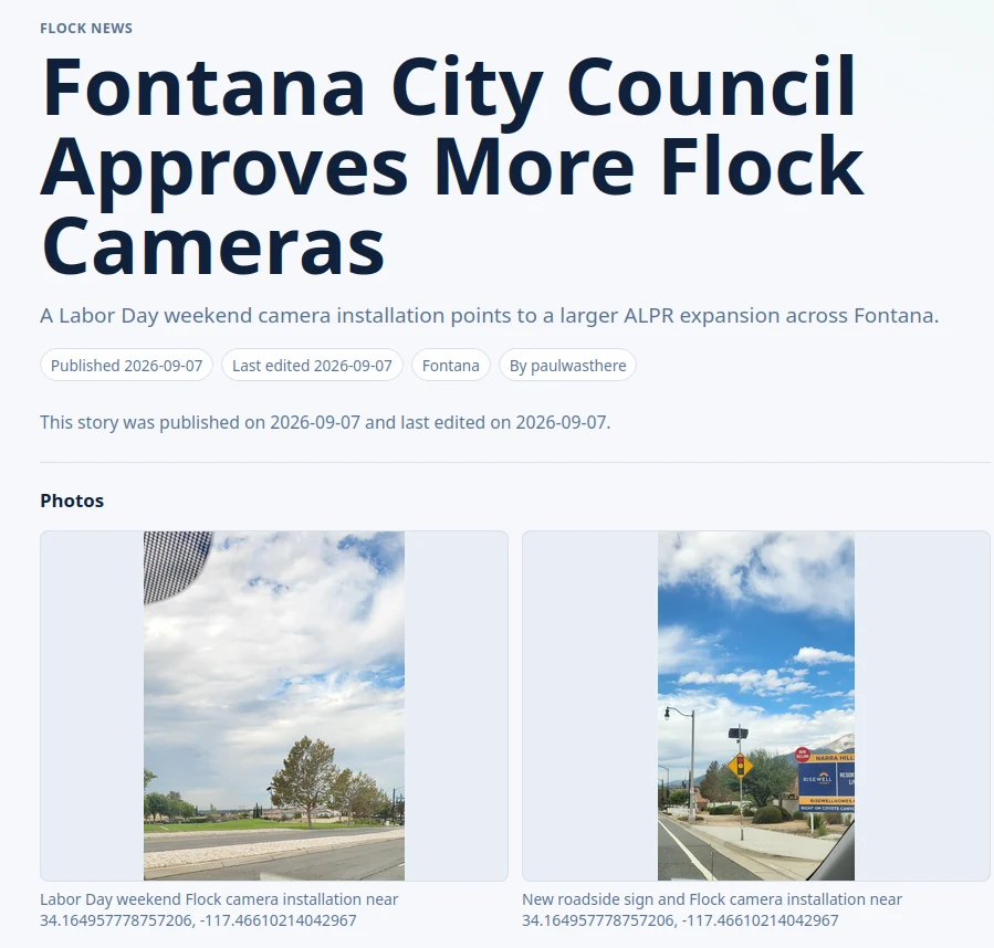Fontana Flock camera article with its headline and street photographs